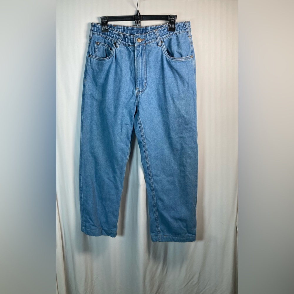 Vintage Haband Ice House Relaxed Fit Flannel Lined Blue Jeans Winter Gear, Farm